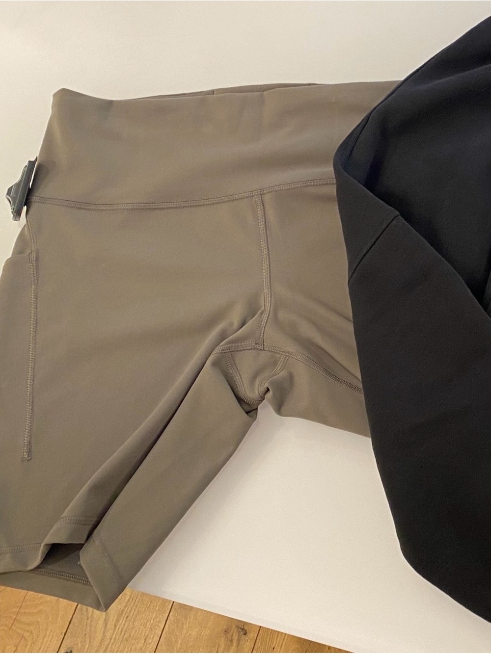 lululemon athletica High-Rise Bike Shorts in Taupe and Black